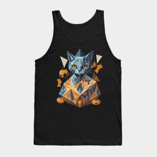 Geometric Halloween Cat Tank Top